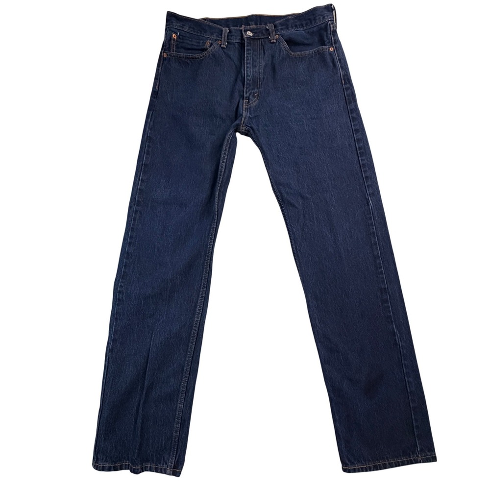 Levis 505 Regular Fit Straight Leg Jeans Dark Wash Blue W36xL32 00505-0216